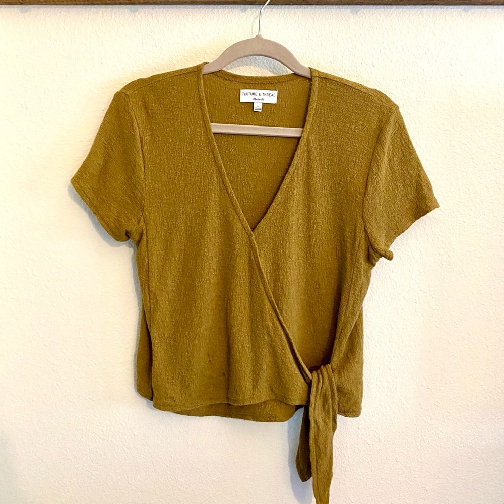 Madewell Texture & Thread Knit Wrap Top - Olive